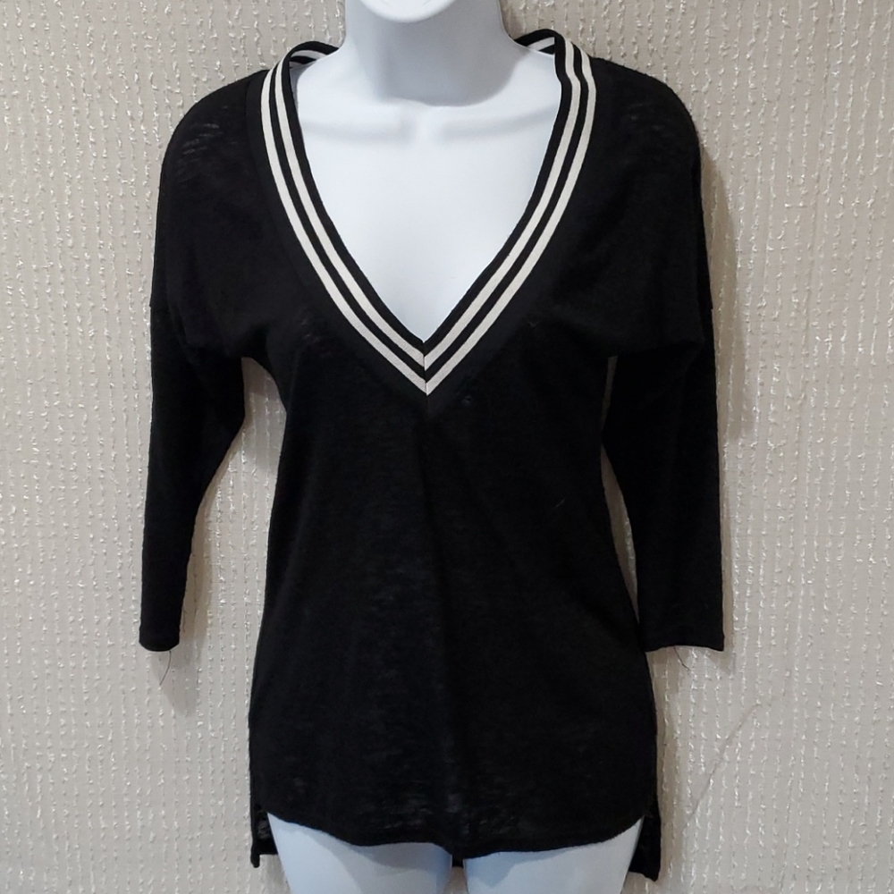 ❤Blu Claret black and white long shirt